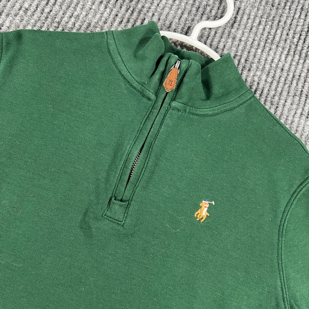 Polo Ralph‎ Lauren Pullover Sweatshirt Youth Size 7 Green Long Sleeve 1/4 Zip